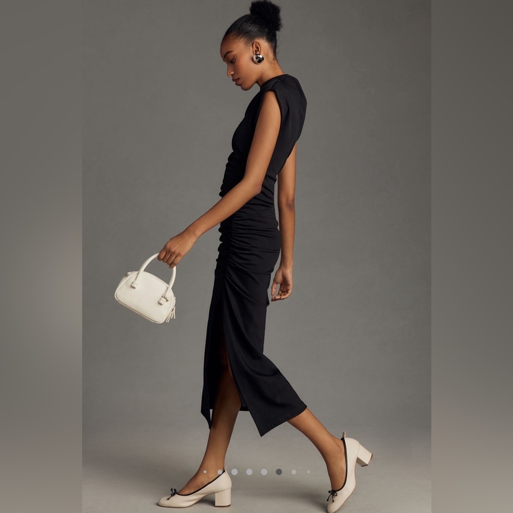 NWT, the Maya Ruched Cowl-neck dress - black, Small petite, Anthropologie - Picture 5 of 14